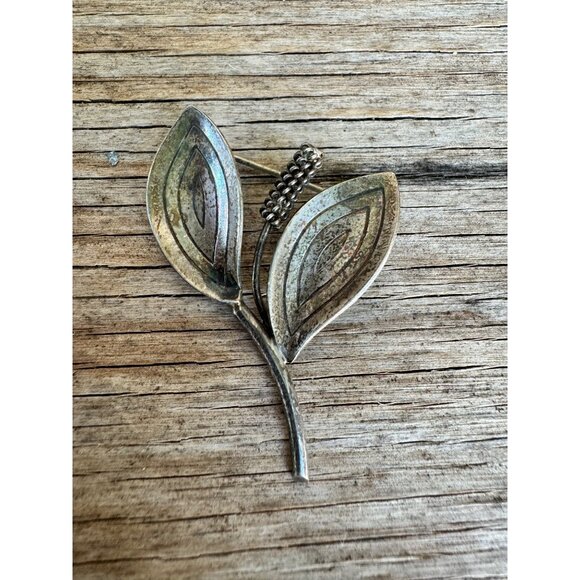 A & K Aare Krogh Denmark Sterling Silver Double Calla Lily Pin Brooch - Picture 1 of 7